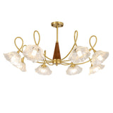 Elegant Floral Clear Glass Semi-Flush Mount Lamp 8-Lamp Image - 9