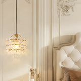 Elegant Floral Cylinder Clear Glass Pendant Light Bedroom Image - 1