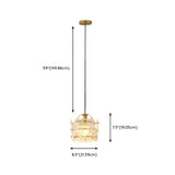 Elegant Floral Cylinder Clear Glass Pendant Light Bedroom #size