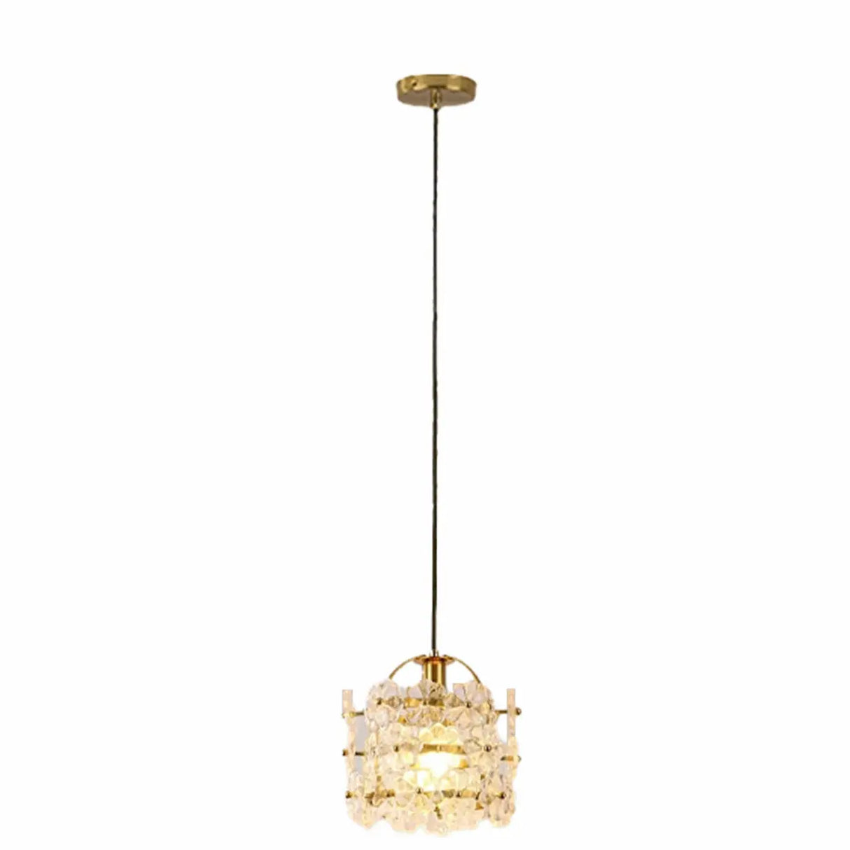 Elegant Floral Cylinder Clear Glass Pendant Light Bedroom Image - 7