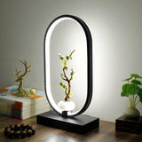 Elegant Floral Design Oval Frame LED Decor Table Lamp Image - 1