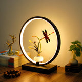 Elegant Floral Design Oval Frame LED Decor Table Lamp Image - 12