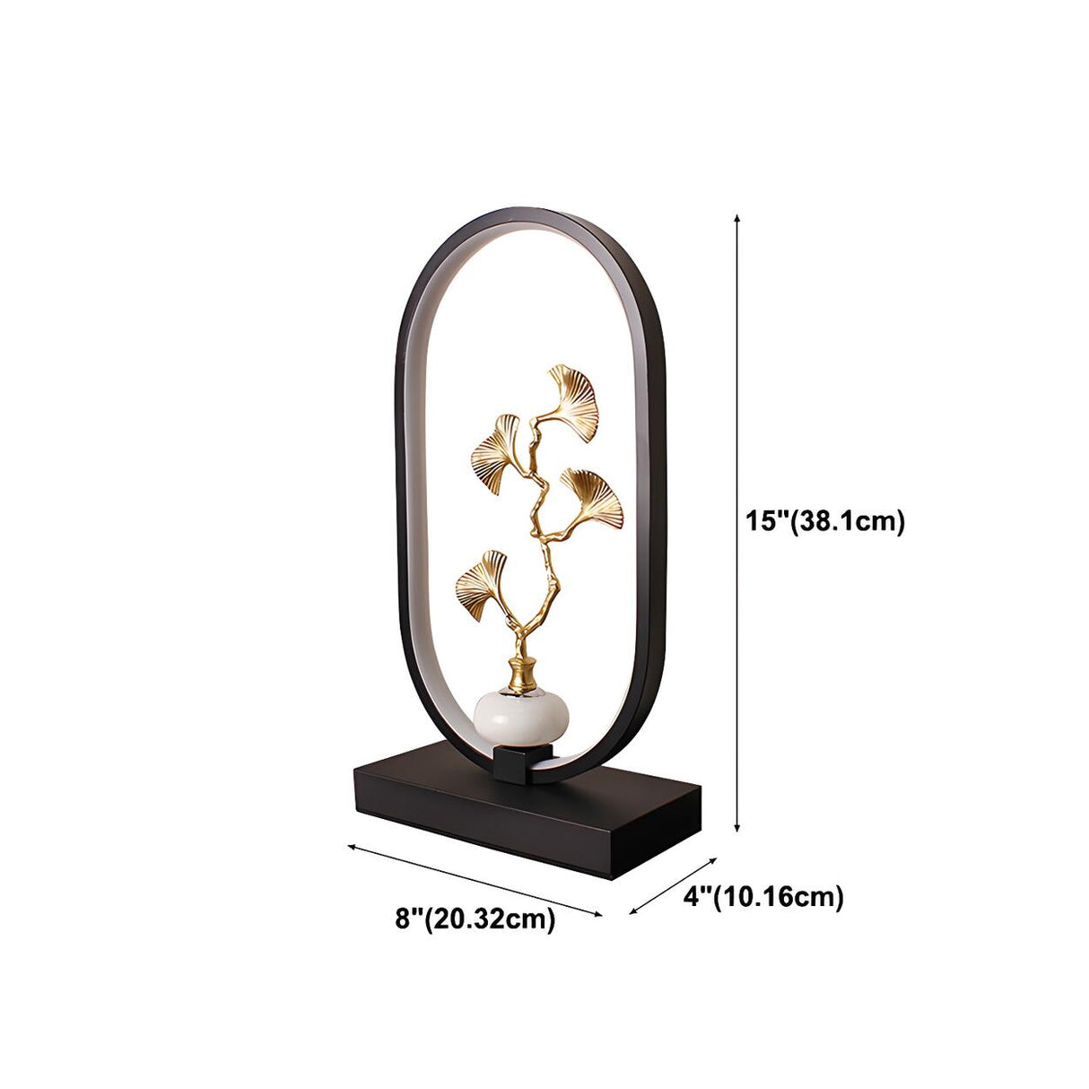 Elegant Floral Design Oval Frame LED Decor Table Lamp 