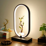 Elegant Floral Design Oval Frame LED Decor Table Lamp Image - 4