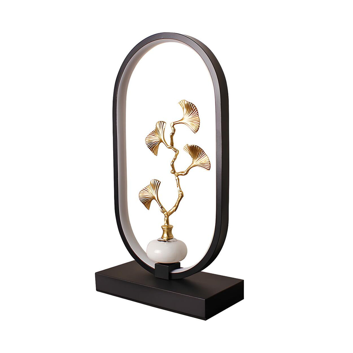 Elegant Floral Design Oval Frame LED Decor Table Lamp Image - 6