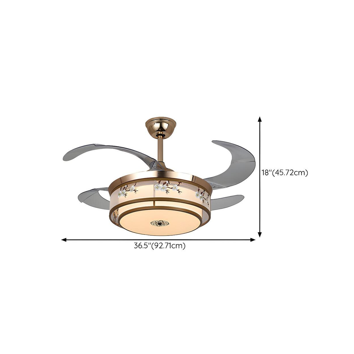 Elegant Floral Drum LED Modern Ceiling Fan with Light 