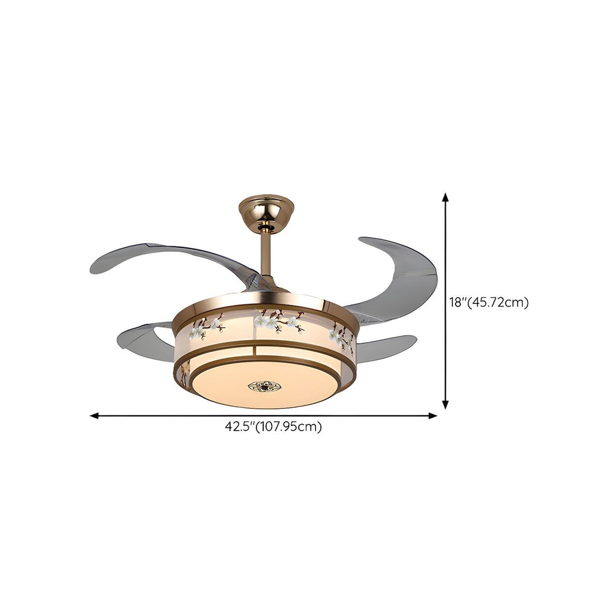 Elegant Floral Drum LED Modern Ceiling Fan with Light Image - 13