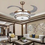 Elegant Floral Drum LED Modern Ceiling Fan with Light Image - 3