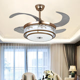 Elegant Floral Drum LED Modern Ceiling Fan with Light Image - 4