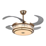 Elegant Floral Drum LED Modern Ceiling Fan with Light Image - 6