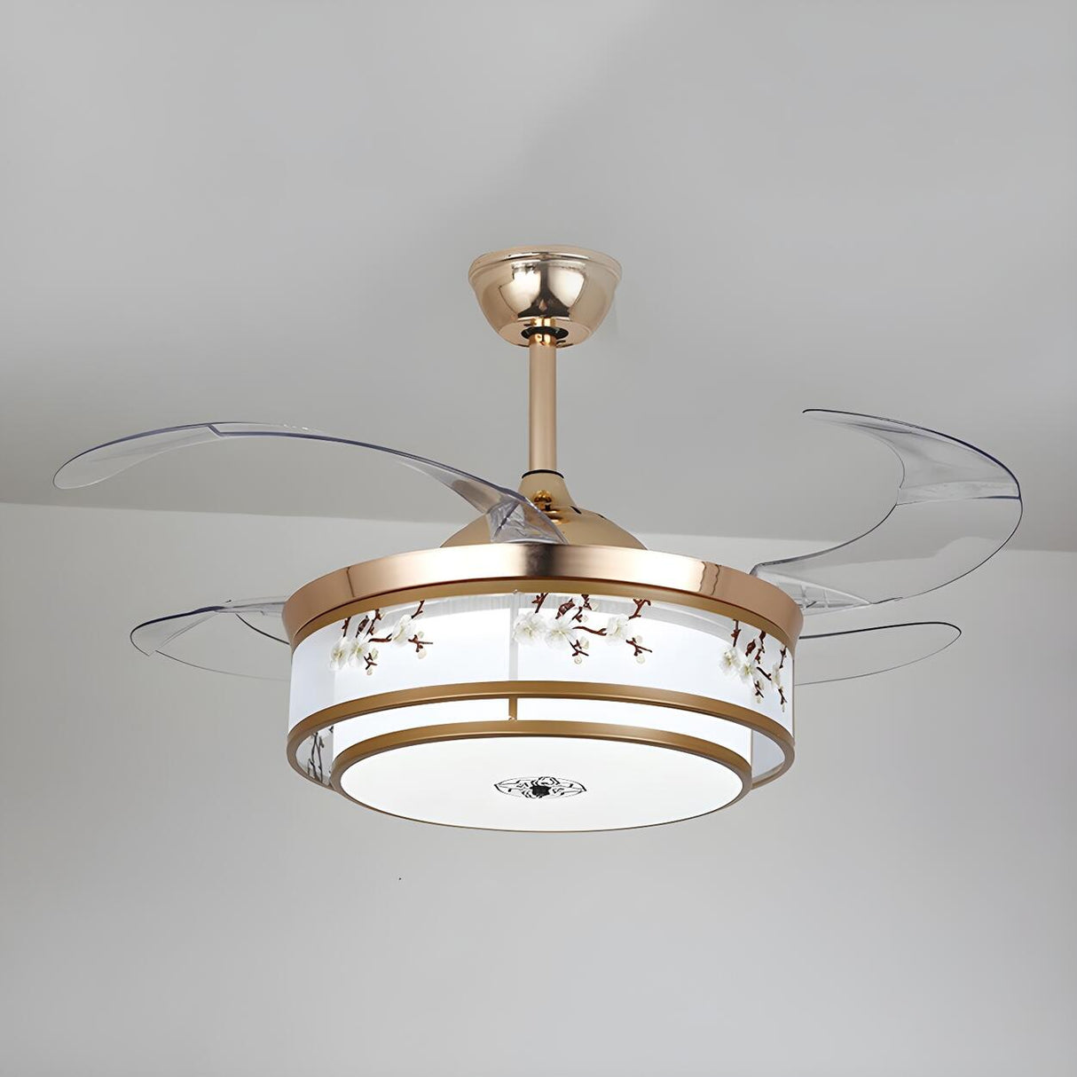 Elegant Floral Drum LED Modern Ceiling Fan with Light Image - 8