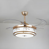 Elegant Floral Drum LED Modern Ceiling Fan with Light Image - 8