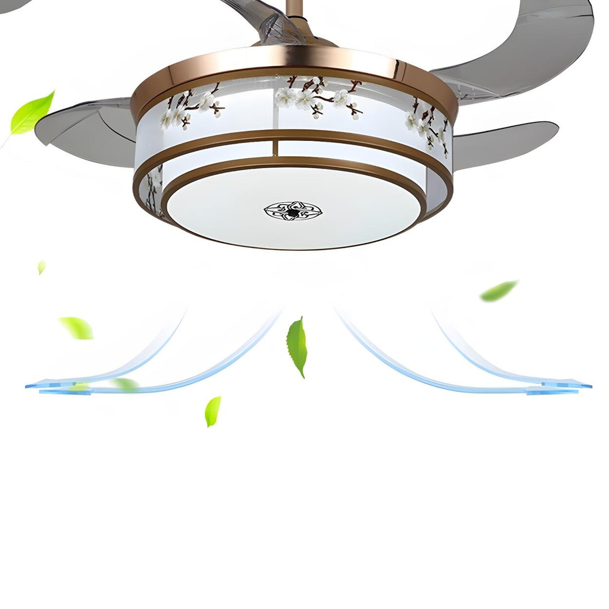 Elegant Floral Drum LED Modern Ceiling Fan with Light Image - 9