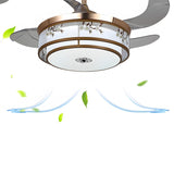 Elegant Floral Drum LED Modern Ceiling Fan with Light Image - 9