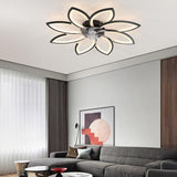 Elegant Floral Flush Mount Ceiling Fan with Light Image - 1