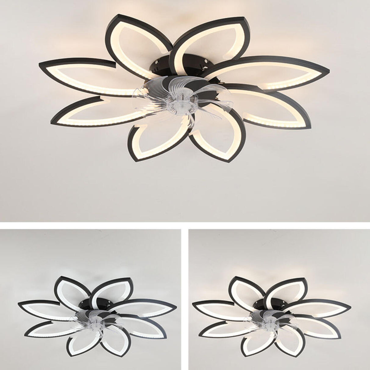 Elegant Floral Flush Mount Ceiling Fan with Light Image - 10