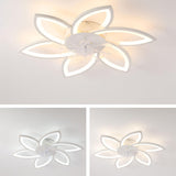 Elegant Floral Flush Mount Ceiling Fan with Light Image - 11