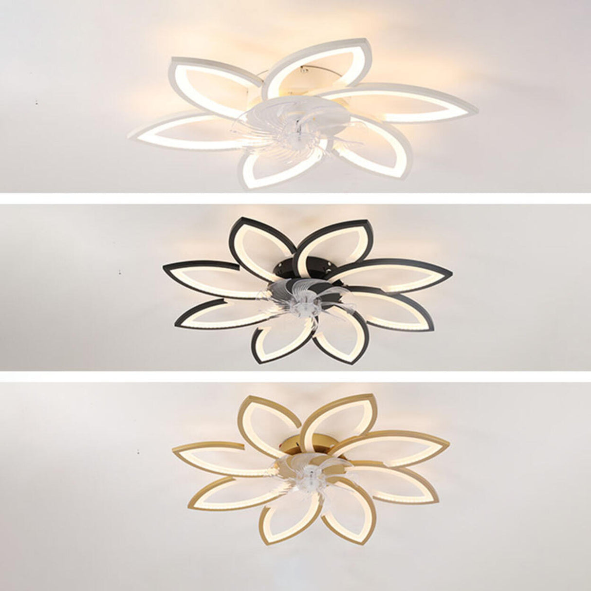 Elegant Floral Flush Mount Ceiling Fan with Light Image - 12