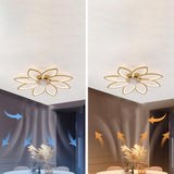 Elegant Floral Flush Mount Ceiling Fan with Light Image - 16