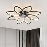 Elegant Floral Flush Mount Ceiling Fan with Light Image - 17