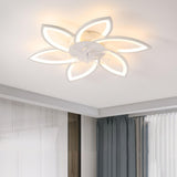 Elegant Floral Flush Mount Ceiling Fan with Light Image - 18