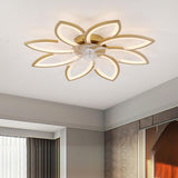 Elegant Floral Flush Mount Ceiling Fan with Light Image - 19