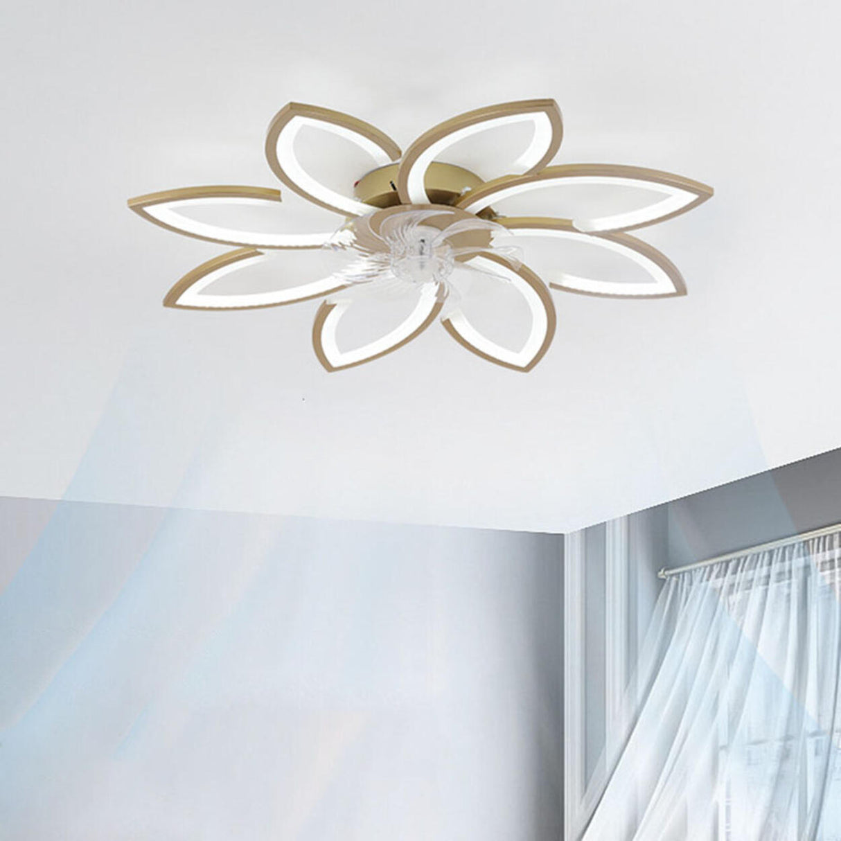 Elegant Floral Flush Mount Ceiling Fan with Light Image - 20