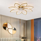 Elegant Floral Flush Mount Ceiling Fan with Light Image - 21