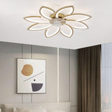 Elegant Floral Flush Mount Ceiling Fan with Light Image - 3