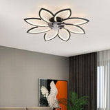 Elegant Floral Flush Mount Ceiling Fan with Light Image - 4