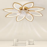 Elegant Floral Flush Mount Ceiling Fan with Light Image - 6