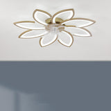 Elegant Floral Flush Mount Ceiling Fan with Light Image - 7