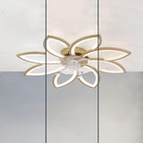 Elegant Floral Flush Mount Ceiling Fan with Light Image - 8