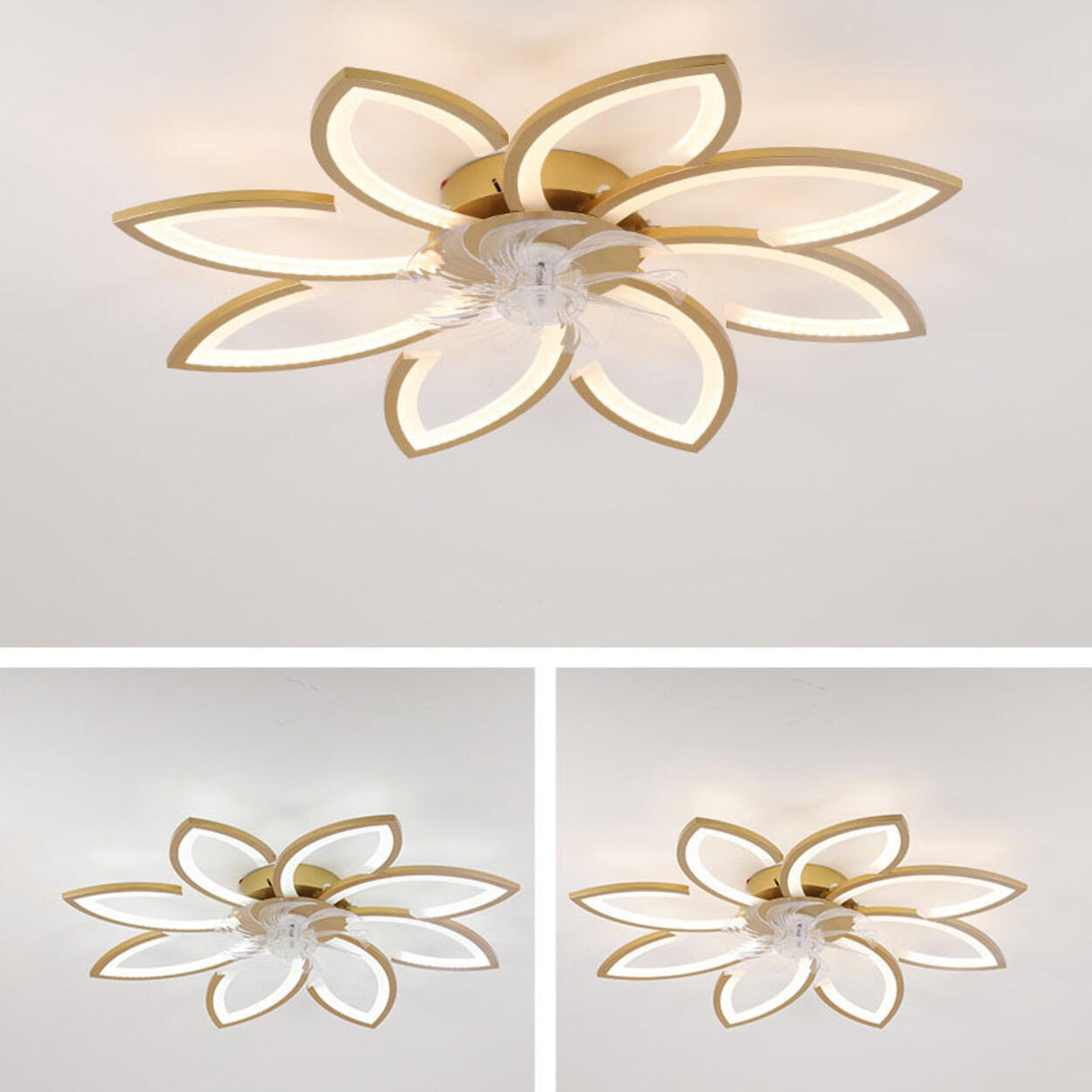 Elegant Floral Flush Mount Ceiling Fan with Light Image - 9