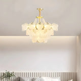 French Luxury Shell Tiered Glass Living Room Chandelier Image - 1