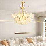 French Luxury Shell Tiered Glass Living Room Chandelier Image - 4