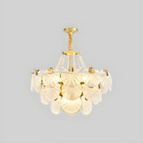 French Luxury Shell Tiered Glass Living Room Chandelier Image - 6