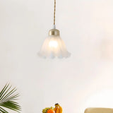 Elegant Floral Glass Pendant Light Adjustable Height Image - 2