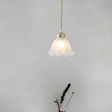 Elegant Floral Glass Pendant Light Adjustable Height Image - 3