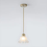 Elegant Floral Glass Pendant Light Adjustable Height Image - 6