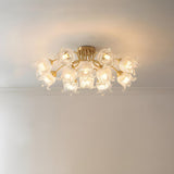 Elegant Floral Glass Semi-Flush Mount Light 12-Light Image - 3