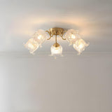 Elegant Floral Glass Semi-Flush Mount Light 12-Light Image - 5