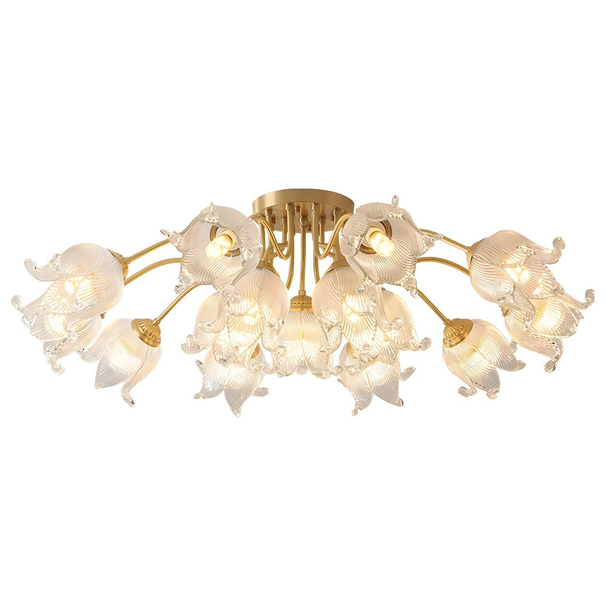 Elegant Floral Glass Semi-Flush Mount Light 12-Light Image - 8