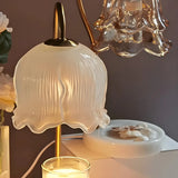 Elegant Floral Glass Shade Candle Melt Decor Table Lamp Image - 10