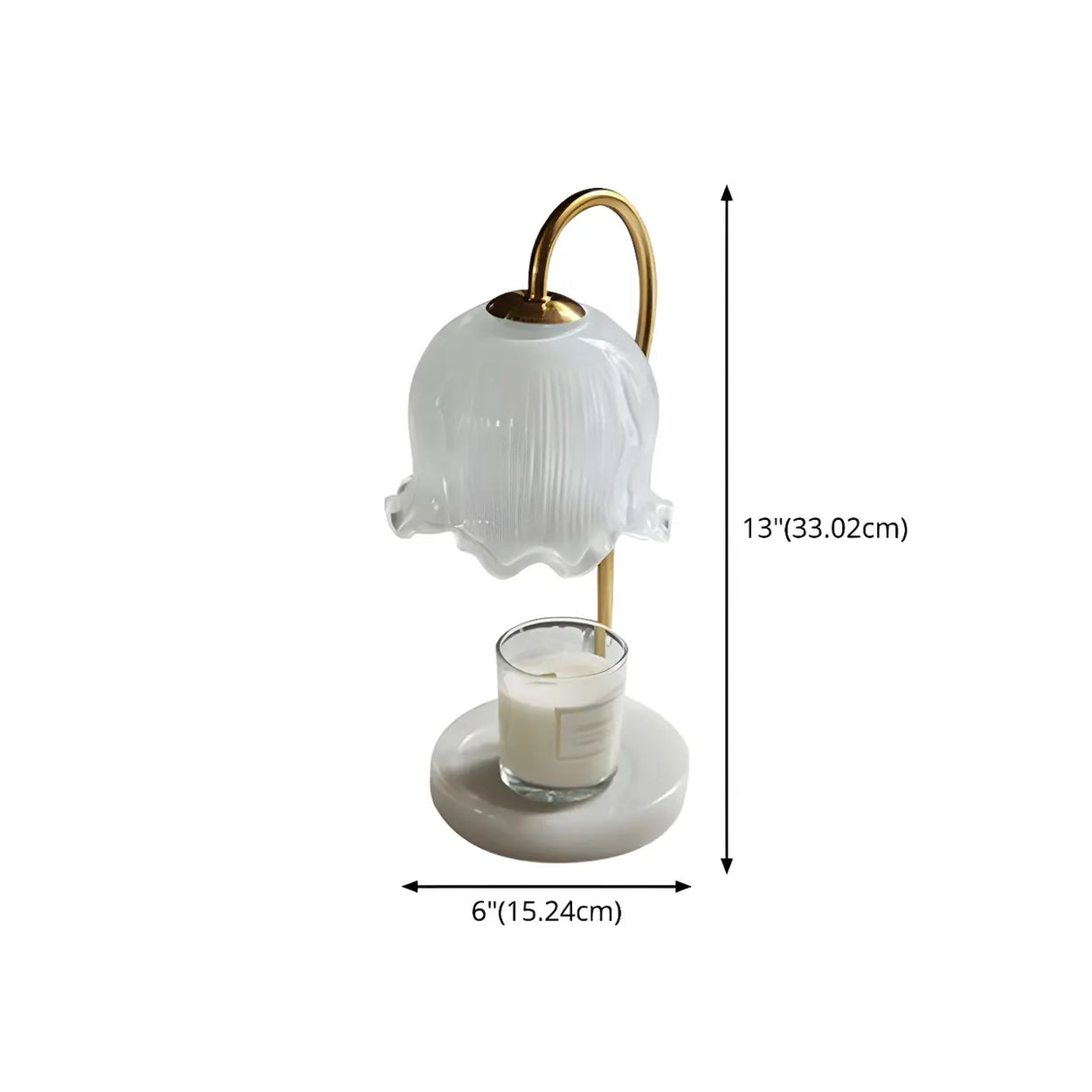 Elegant Floral Glass Shade Candle Melt Decor Table Lamp 