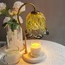 Elegant Floral Glass Shade Candle Melt Decor Table Lamp Image - 2