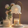 Elegant Floral Glass Shade Candle Melt Decor Table Lamp Image - 3