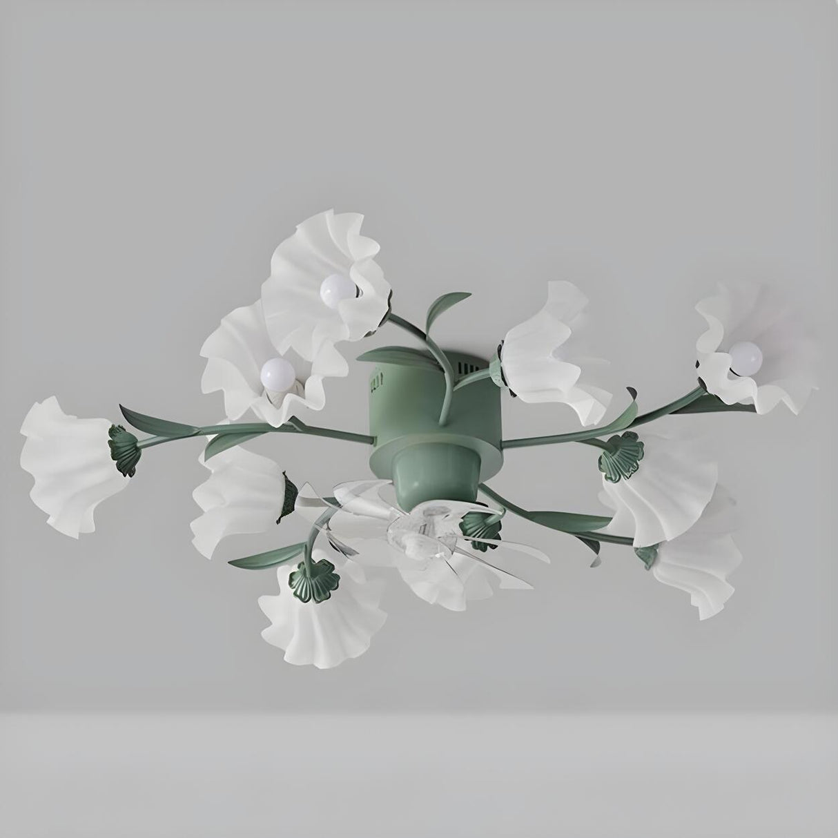 Elegant Floral Modern Organic Ceiling Fan with Light Image - 14