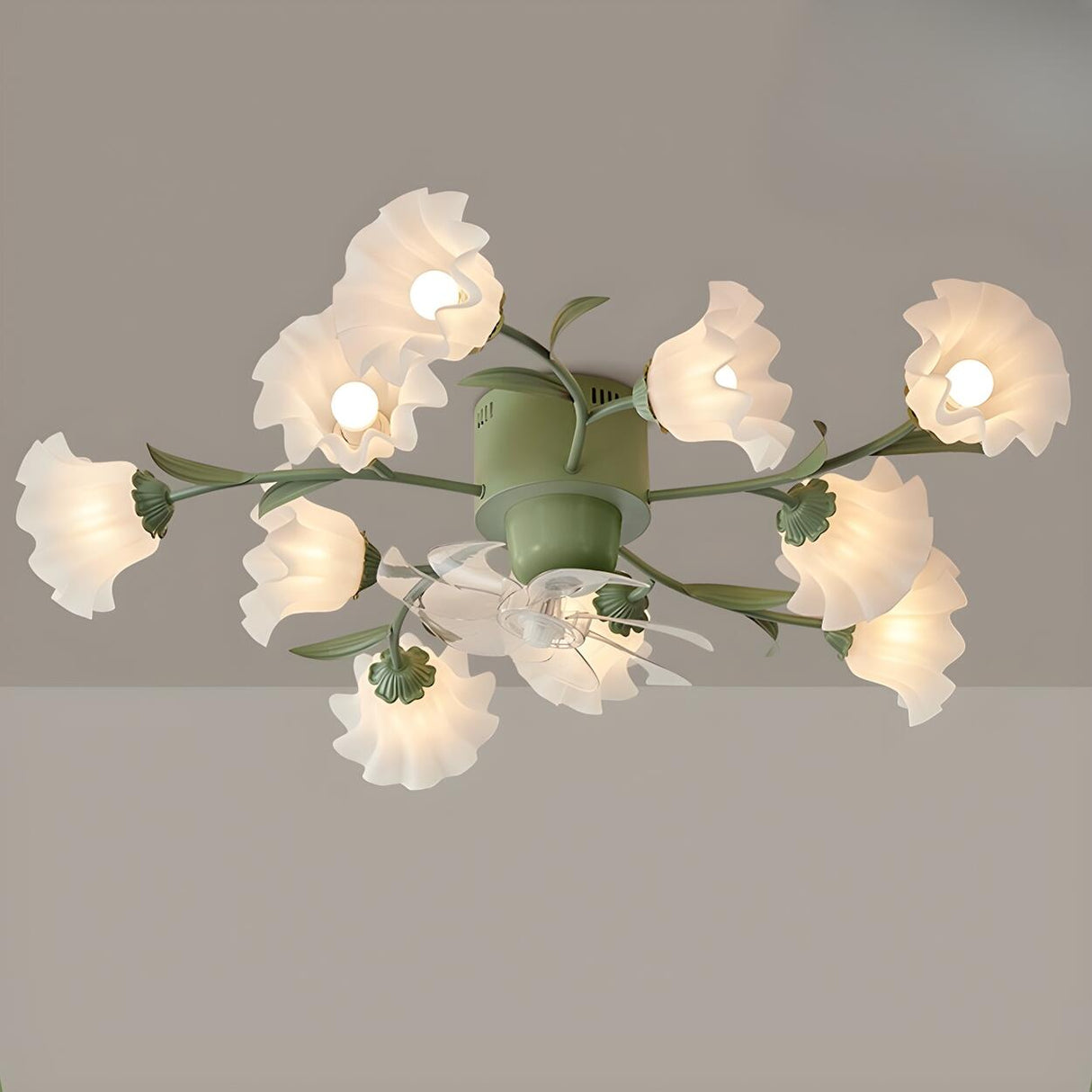 Elegant Floral Modern Organic Ceiling Fan with Light Image - 17