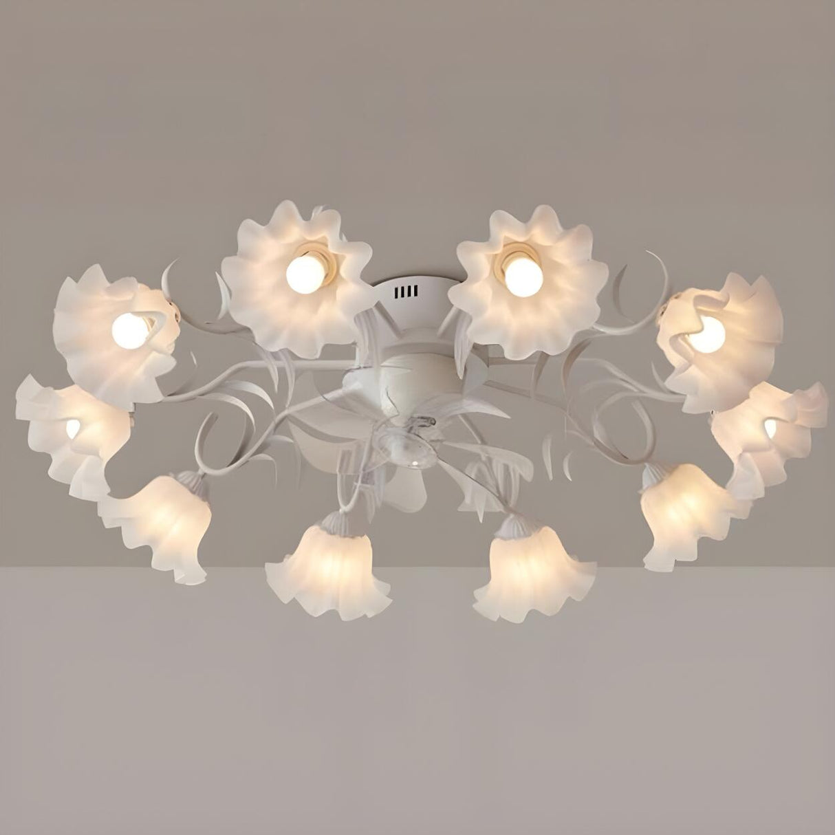 Elegant Floral Modern Organic Ceiling Fan with Light Image - 3